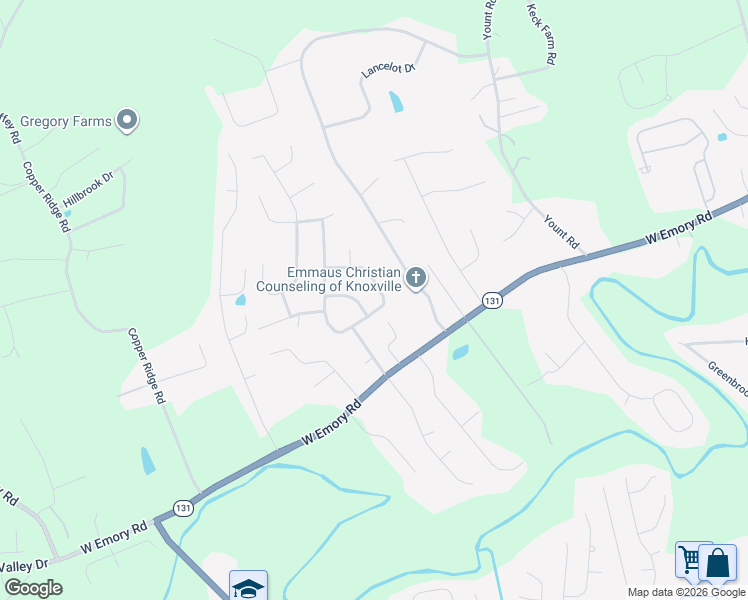 map of restaurants, bars, coffee shops, grocery stores, and more near 7323 Cornwall Road in Knoxville