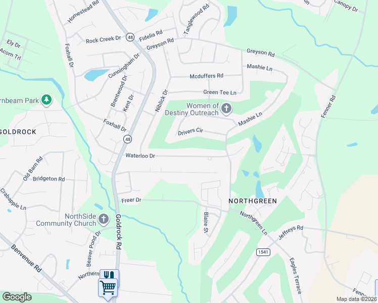 map of restaurants, bars, coffee shops, grocery stores, and more near 1229 Drivers Circle in Rocky Mount