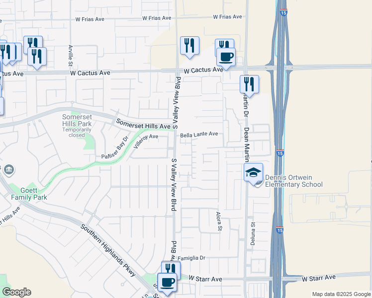 map of restaurants, bars, coffee shops, grocery stores, and more near 3711 Lodina Court in Las Vegas