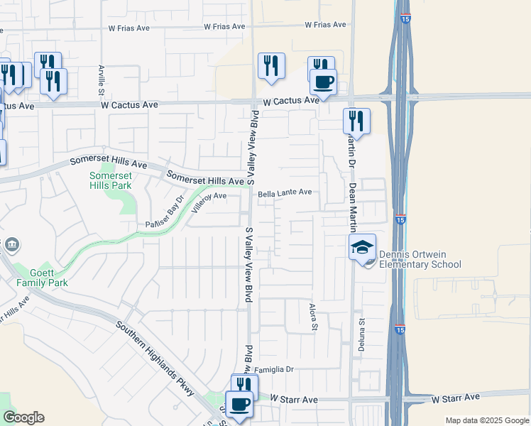 map of restaurants, bars, coffee shops, grocery stores, and more near 3792 Lodina Court in Las Vegas