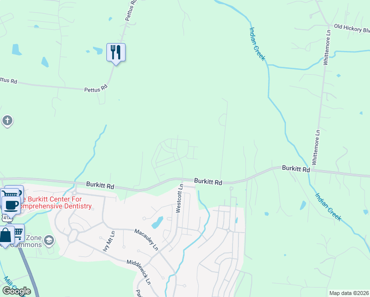 map of restaurants, bars, coffee shops, grocery stores, and more near 105 Gloryland Lane in Nashville