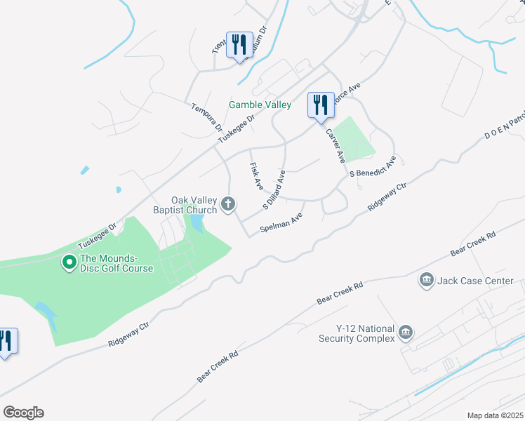 map of restaurants, bars, coffee shops, grocery stores, and more near 248 South Dillard Avenue in Oak Ridge