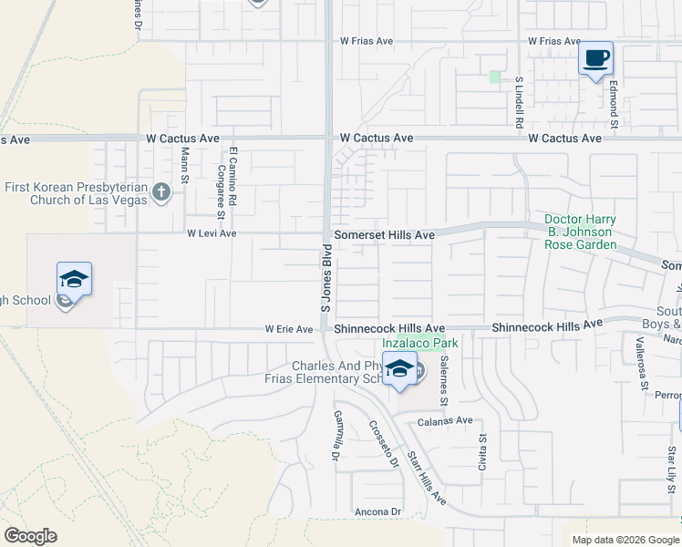 map of restaurants, bars, coffee shops, grocery stores, and more near 6085 Allanche Avenue in Las Vegas
