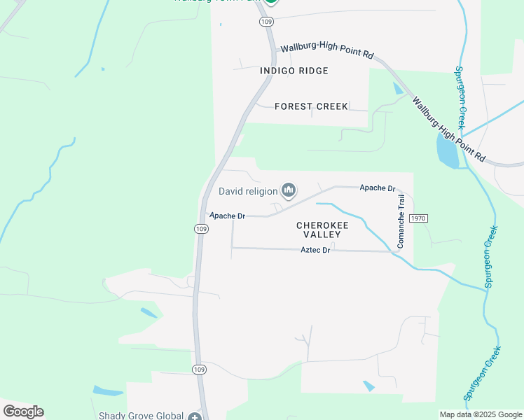 map of restaurants, bars, coffee shops, grocery stores, and more near 291 Apache Drive in Winston-Salem