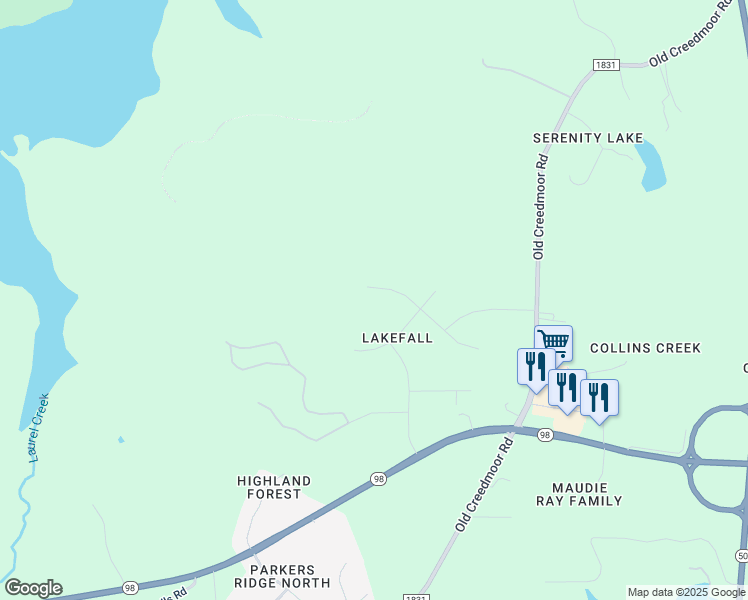 map of restaurants, bars, coffee shops, grocery stores, and more near 7445 Heartland Drive in Wake Forest
