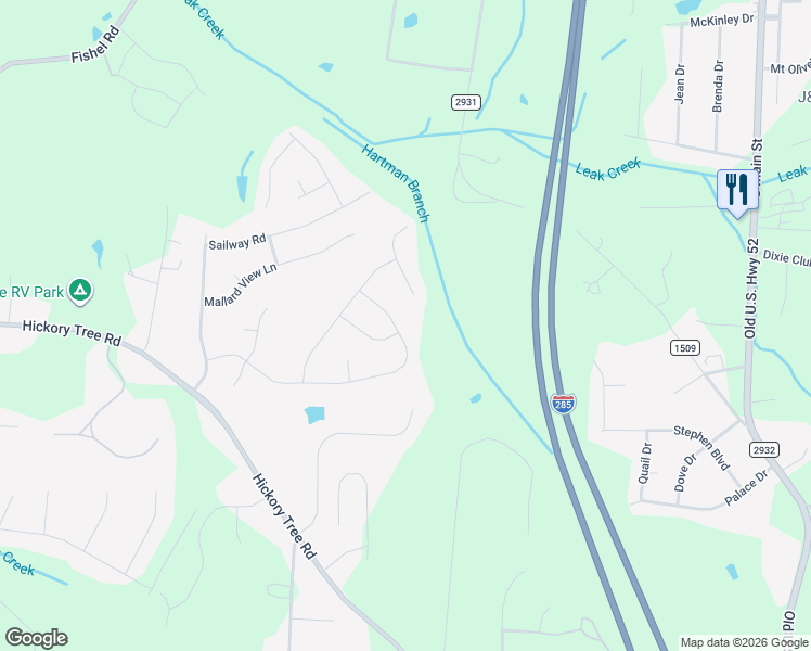 map of restaurants, bars, coffee shops, grocery stores, and more near 680 Old Cypress Drive in Winston-Salem