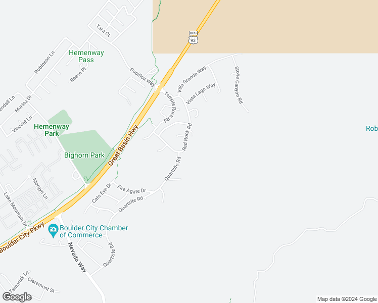 map of restaurants, bars, coffee shops, grocery stores, and more near 205 Red Rock Road in Boulder City