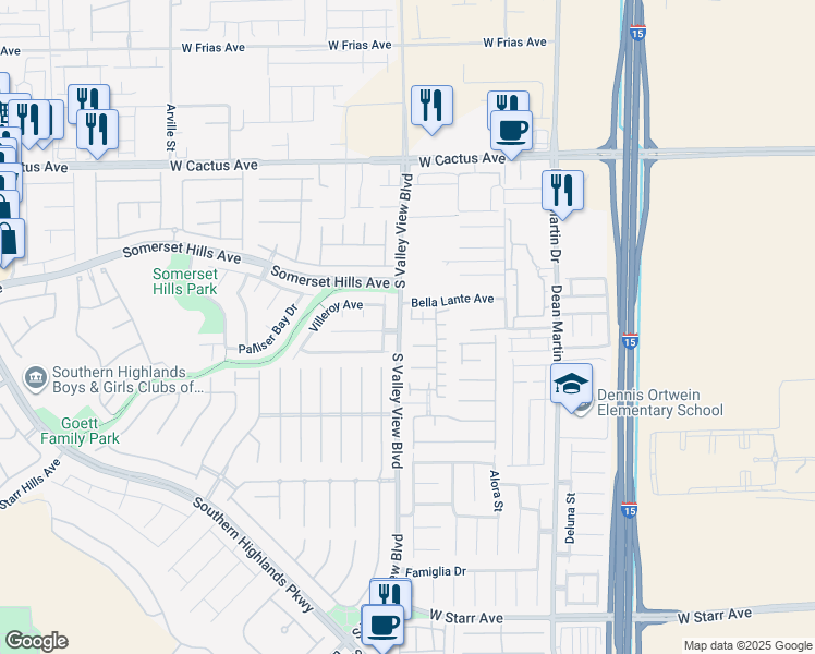 map of restaurants, bars, coffee shops, grocery stores, and more near 3783 Lodina Court in Las Vegas