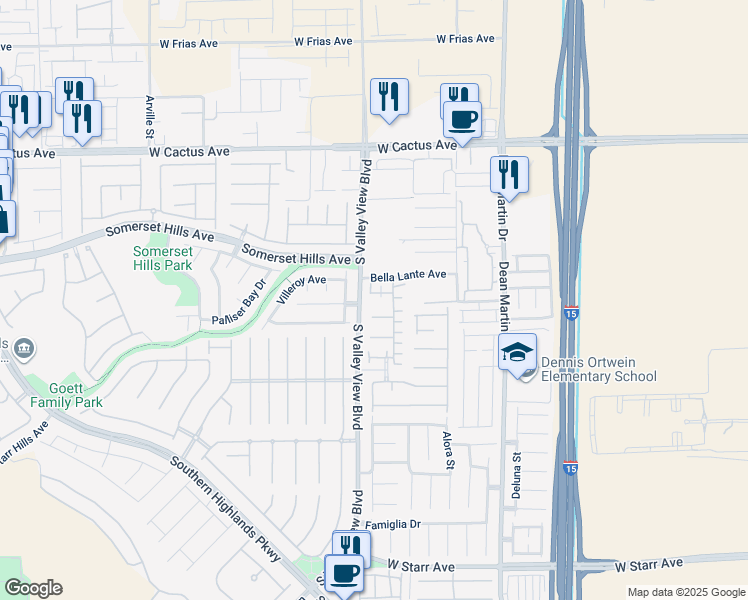 map of restaurants, bars, coffee shops, grocery stores, and more near 3751 Lodina Court in Las Vegas