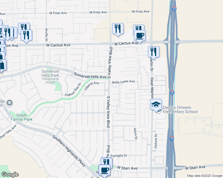 map of restaurants, bars, coffee shops, grocery stores, and more near 3783 Lodina Court in Las Vegas