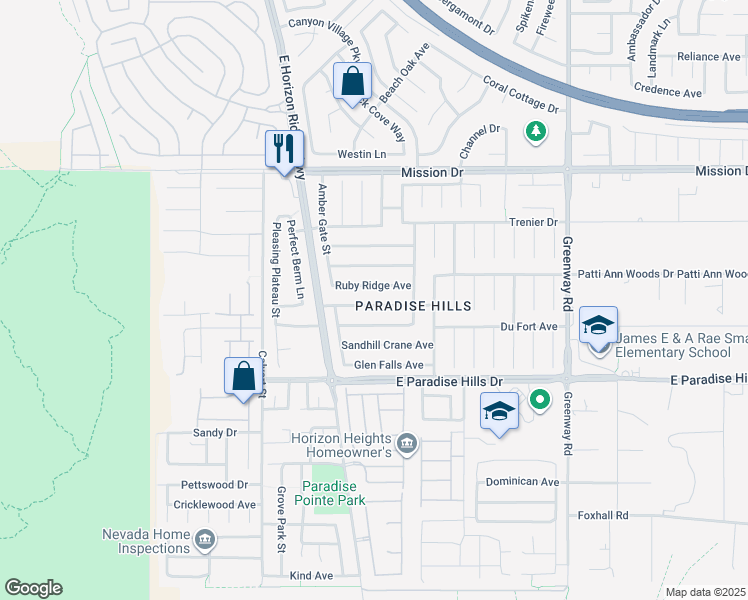 map of restaurants, bars, coffee shops, grocery stores, and more near 179 Ruby Ridge Avenue in Henderson