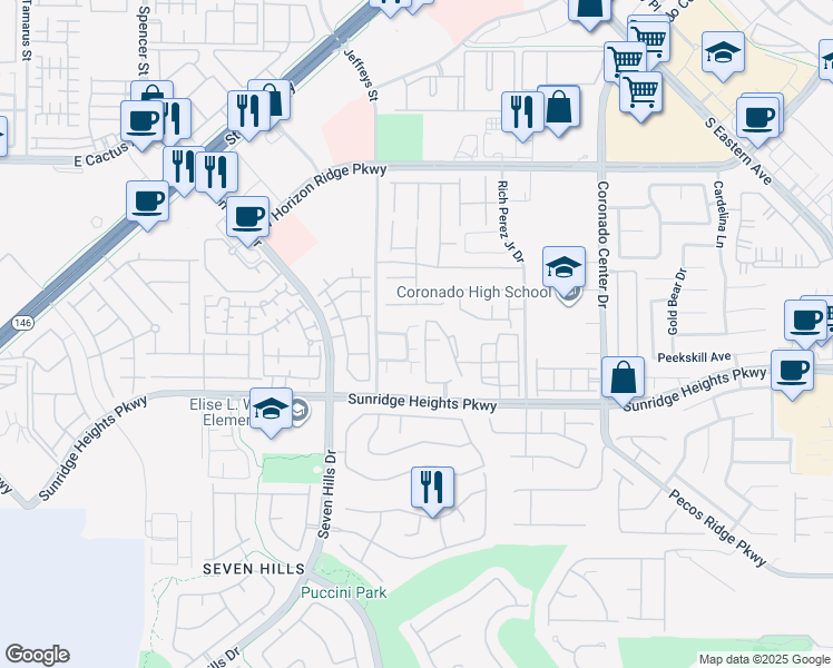 map of restaurants, bars, coffee shops, grocery stores, and more near 936 Osterville Street in Henderson