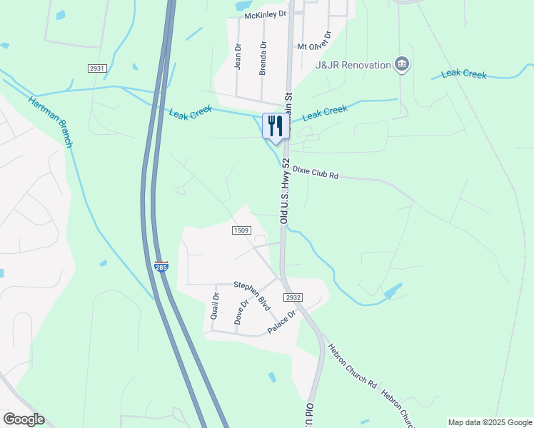 map of restaurants, bars, coffee shops, grocery stores, and more near 5400 U.S. 52 in Winston-Salem