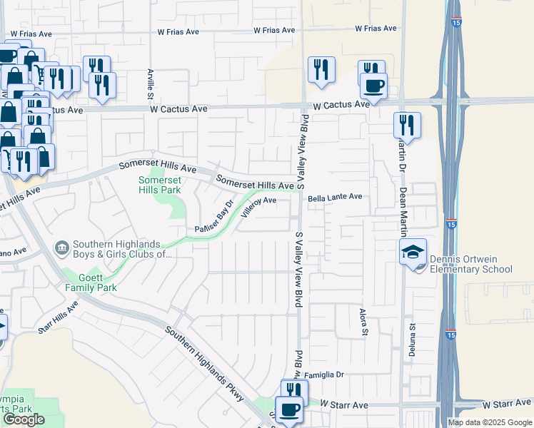 map of restaurants, bars, coffee shops, grocery stores, and more near 3956 West Irvin Avenue in Las Vegas
