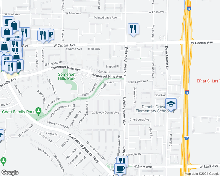 map of restaurants, bars, coffee shops, grocery stores, and more near 3964 West Irvin Avenue in Las Vegas