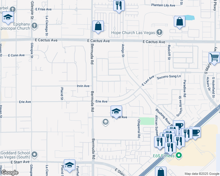 map of restaurants, bars, coffee shops, grocery stores, and more near 10802 Serendipity Court in Las Vegas