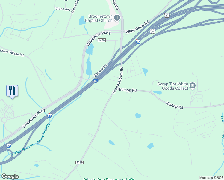 map of restaurants, bars, coffee shops, grocery stores, and more near 4502 Groometown Road in Greensboro