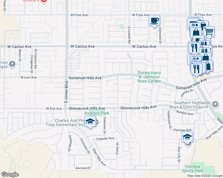 map of restaurants, bars, coffee shops, grocery stores, and more near 5660 Winter Star Court in Las Vegas