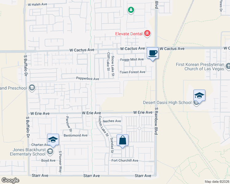map of restaurants, bars, coffee shops, grocery stores, and more near 7203 Blowing Breeze Avenue in Las Vegas