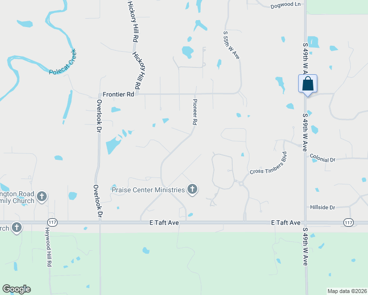 map of restaurants, bars, coffee shops, grocery stores, and more near 524 Pioneer Road in Sapulpa