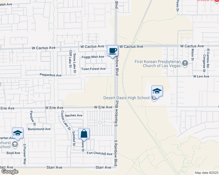 map of restaurants, bars, coffee shops, grocery stores, and more near Rosanna St in Las Vegas