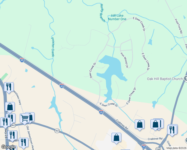 map of restaurants, bars, coffee shops, grocery stores, and more near 346 Deer Creek Drive in Crossville