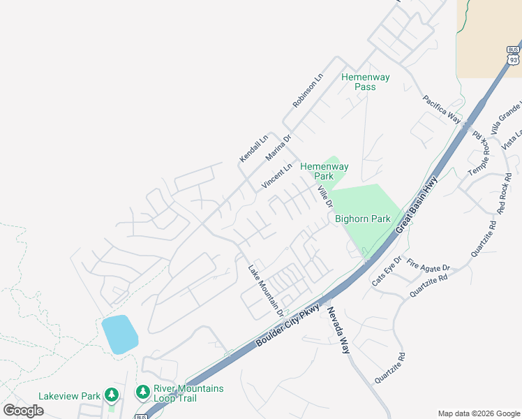 map of restaurants, bars, coffee shops, grocery stores, and more near 450 America Court in Boulder City