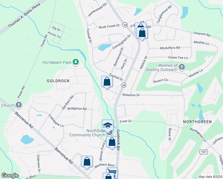 map of restaurants, bars, coffee shops, grocery stores, and more near 1216 Roundtree Drive in Rocky Mount