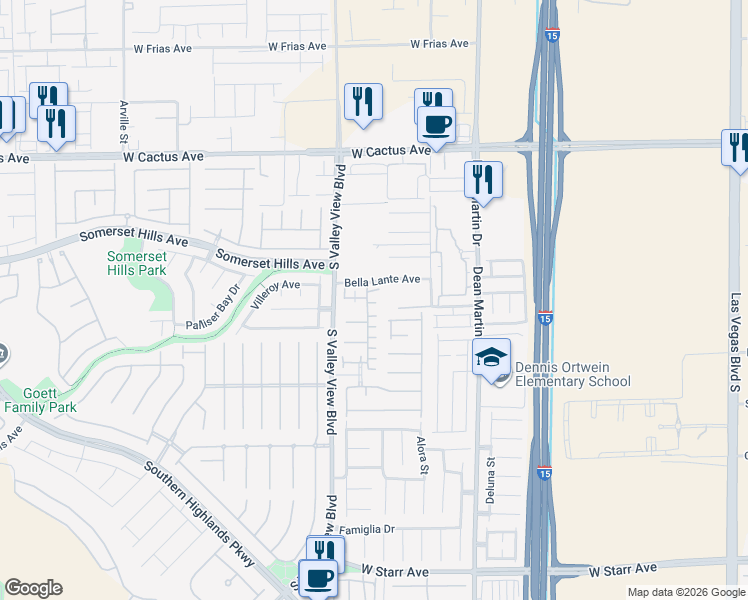 map of restaurants, bars, coffee shops, grocery stores, and more near 10774 Avenzano Street in Las Vegas