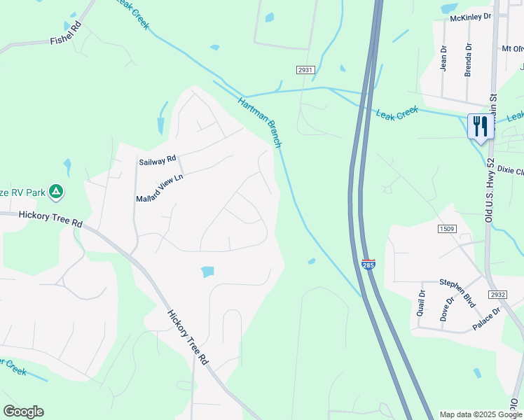 map of restaurants, bars, coffee shops, grocery stores, and more near 664 Old Cypress Drive in Winston-Salem
