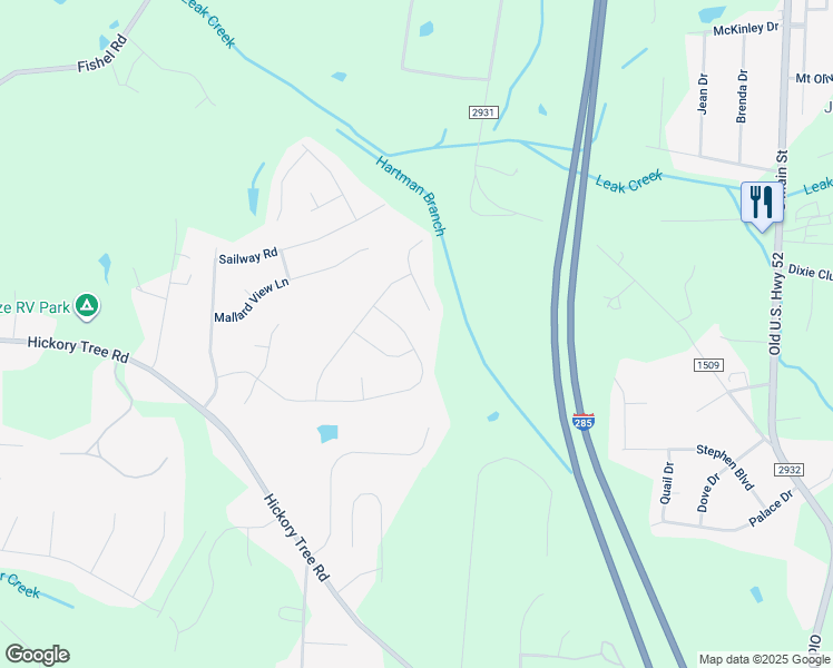 map of restaurants, bars, coffee shops, grocery stores, and more near 664 Old Cypress Drive in Winston-Salem