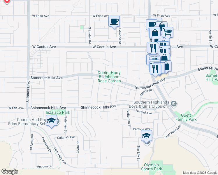 map of restaurants, bars, coffee shops, grocery stores, and more near 5312 Cappellini Court in Las Vegas