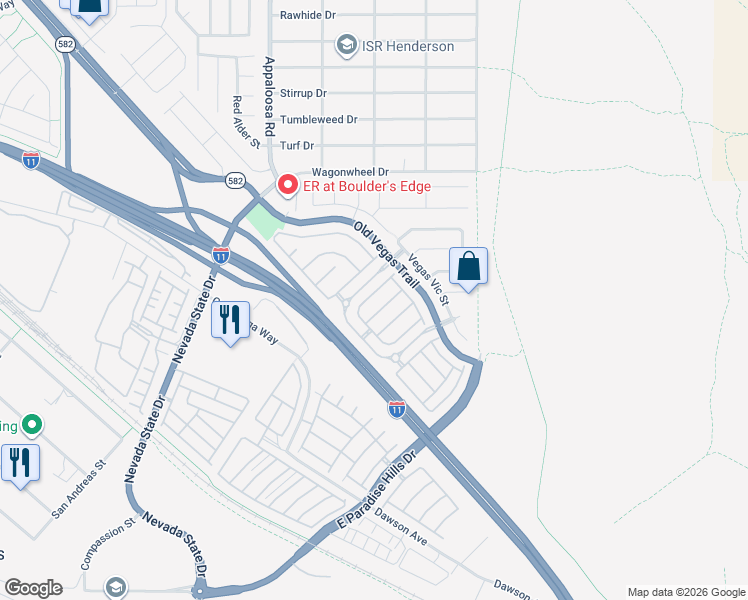 map of restaurants, bars, coffee shops, grocery stores, and more near 1584 Ward Frontier Lane in Henderson