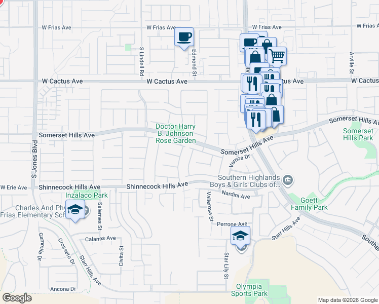 map of restaurants, bars, coffee shops, grocery stores, and more near 5198 Esposito Avenue in Las Vegas