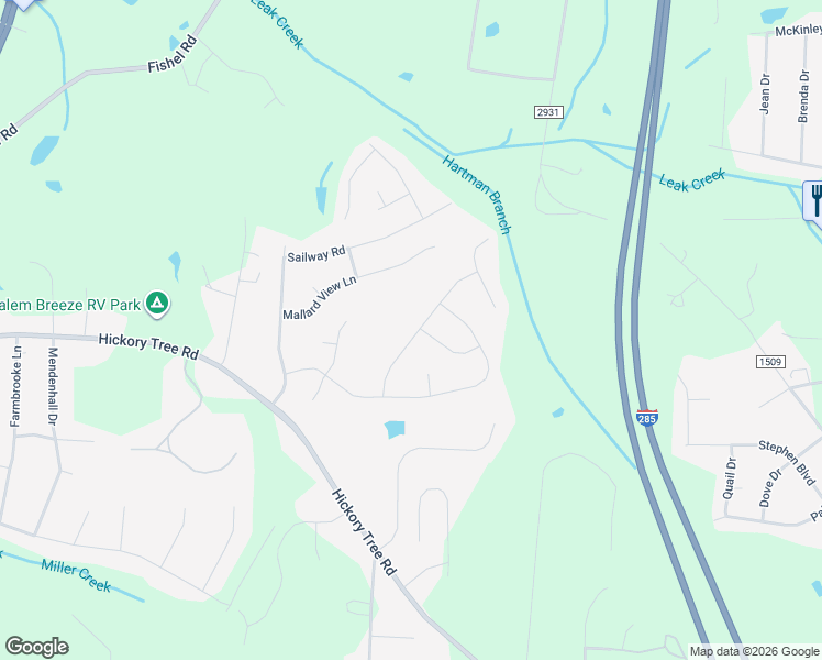 map of restaurants, bars, coffee shops, grocery stores, and more near 255 Bald Cypress Drive in Winston-Salem