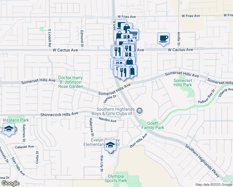map of restaurants, bars, coffee shops, grocery stores, and more near 10721 Vemoa Drive in Las Vegas