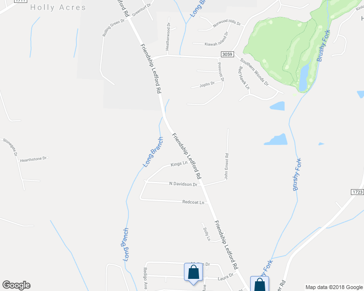 map of restaurants, bars, coffee shops, grocery stores, and more near 4310 Friendship Ledford Road in Winston-Salem