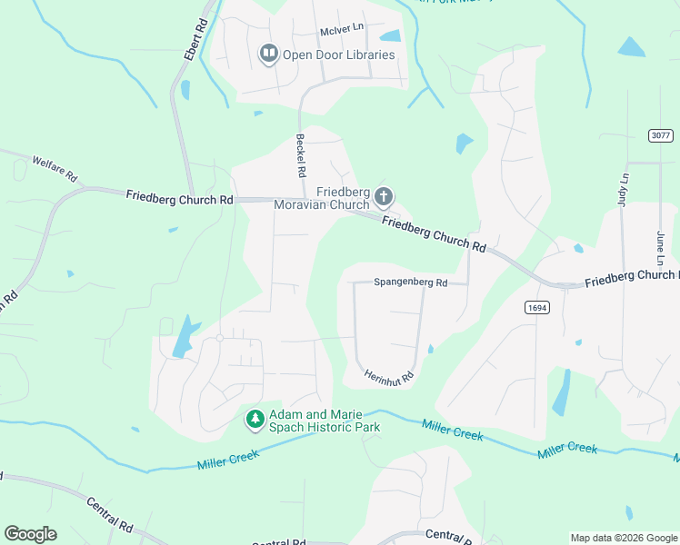 map of restaurants, bars, coffee shops, grocery stores, and more near 2971 Spangenberg Road in Winston-Salem