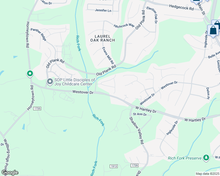 map of restaurants, bars, coffee shops, grocery stores, and more near 1009 Old Creek Crossing Lane in High Point