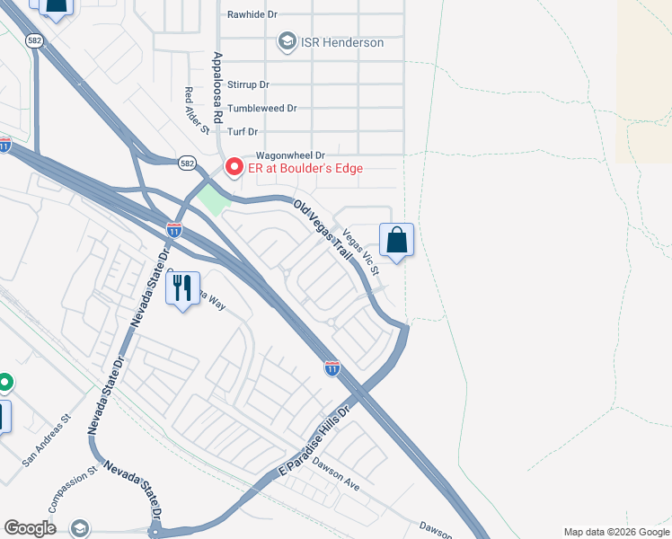 map of restaurants, bars, coffee shops, grocery stores, and more near 1595 Ward Frontier Lane in Henderson