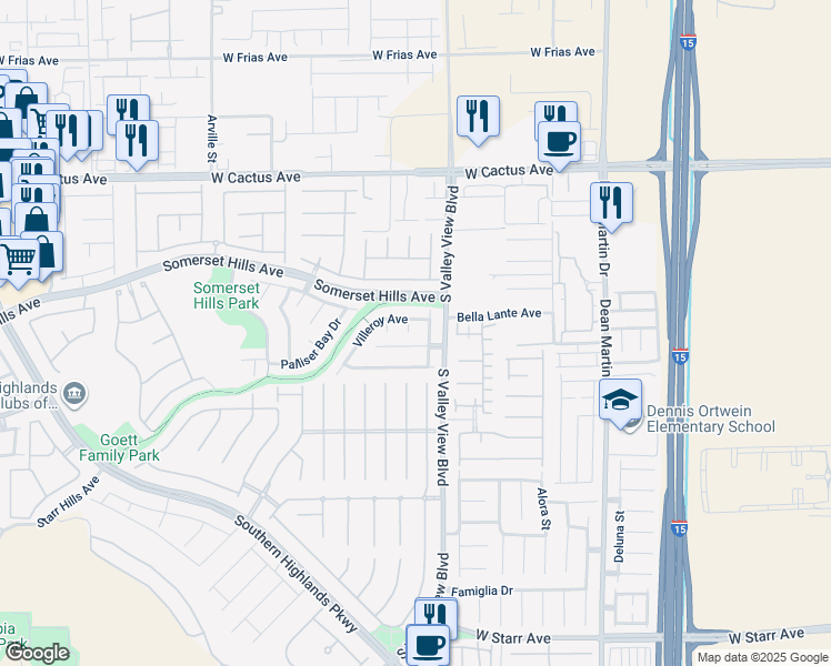 map of restaurants, bars, coffee shops, grocery stores, and more near 10762 Rococo Court in Las Vegas