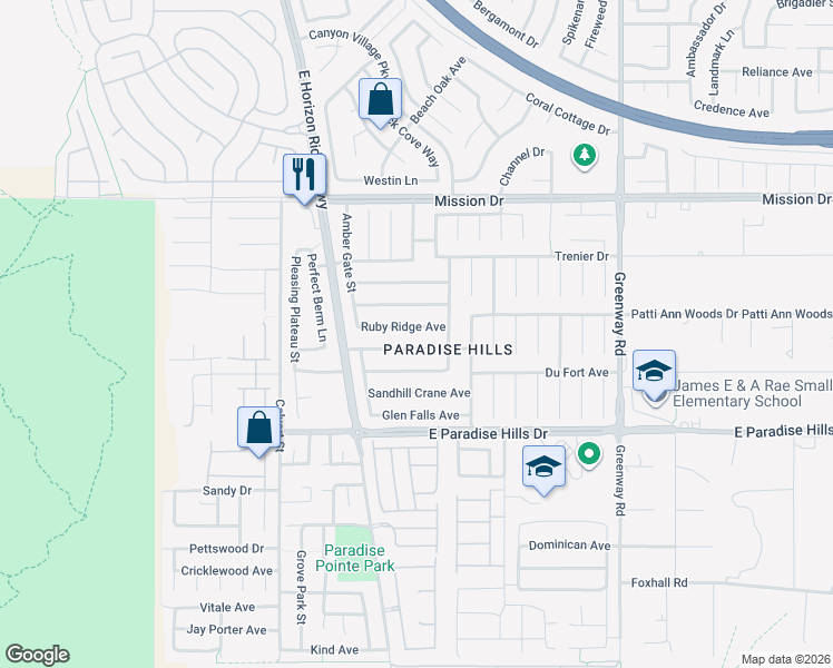 map of restaurants, bars, coffee shops, grocery stores, and more near 193 Ruby Ridge Avenue in Henderson