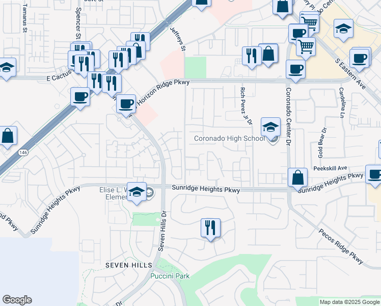 map of restaurants, bars, coffee shops, grocery stores, and more near 2994 Tisbury Drive in Henderson