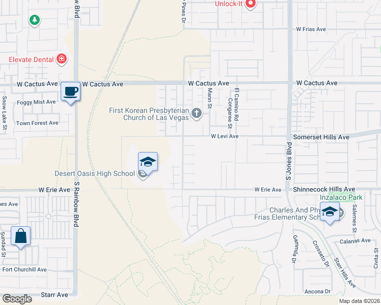 map of restaurants, bars, coffee shops, grocery stores, and more near 6490 Haypress Court in Las Vegas