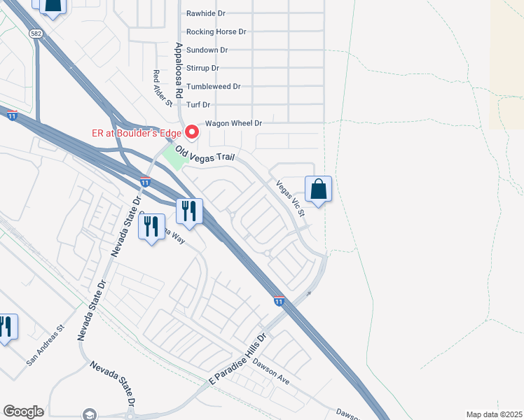 map of restaurants, bars, coffee shops, grocery stores, and more near 1584 Ward Frontier Lane in Henderson