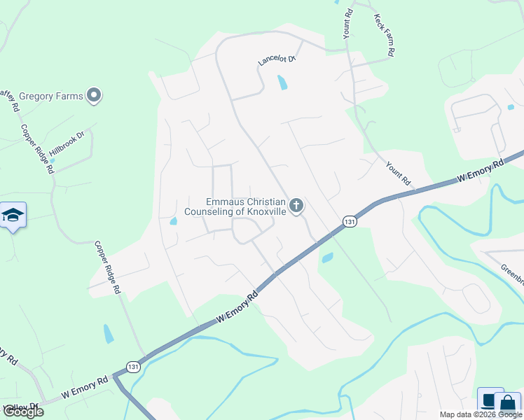 map of restaurants, bars, coffee shops, grocery stores, and more near 7323 Cornwall Road in Knoxville