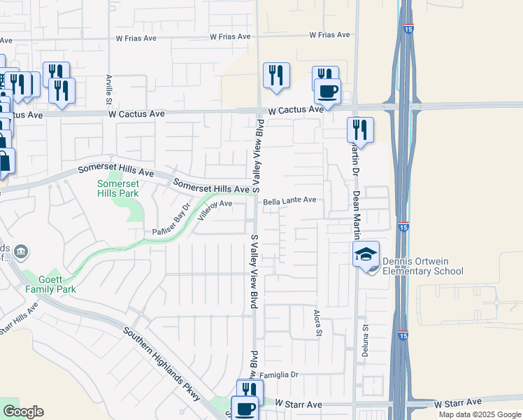 map of restaurants, bars, coffee shops, grocery stores, and more near 3792 Lodina Court in Las Vegas