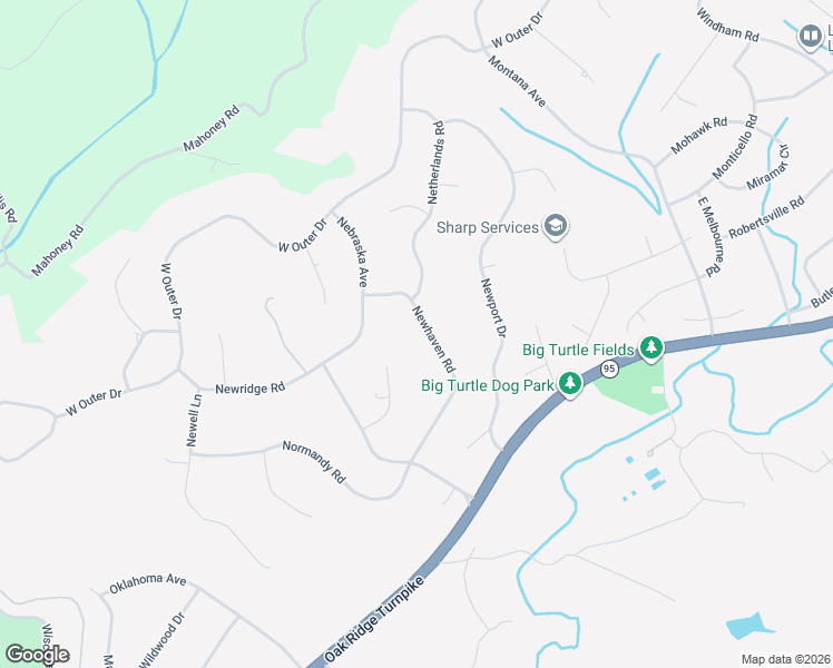 map of restaurants, bars, coffee shops, grocery stores, and more near 121 Newhaven Road in Oak Ridge