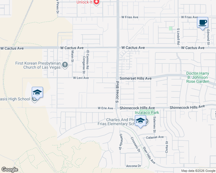 map of restaurants, bars, coffee shops, grocery stores, and more near 6160 Pine Banks Court in Las Vegas