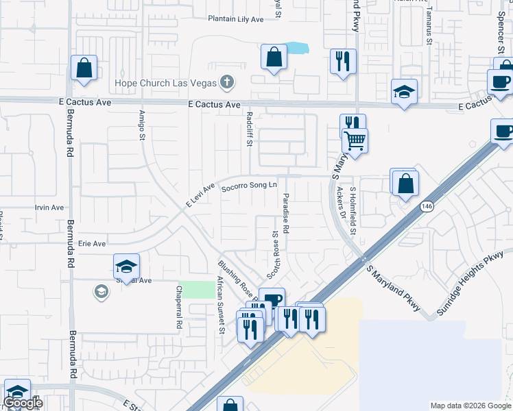 map of restaurants, bars, coffee shops, grocery stores, and more near 10784 Teton Village Court in Henderson